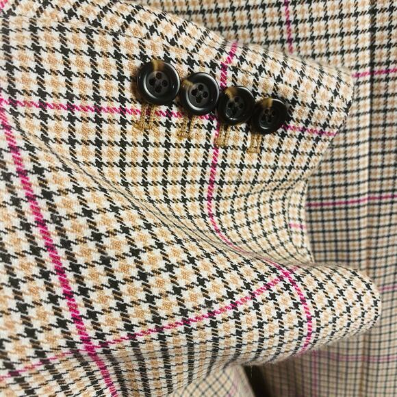 Ann Taylor Houndstooth Overcoat Jacket Cream Black Pink XXL Preppy Academia NWOT - Picture 12 of 12